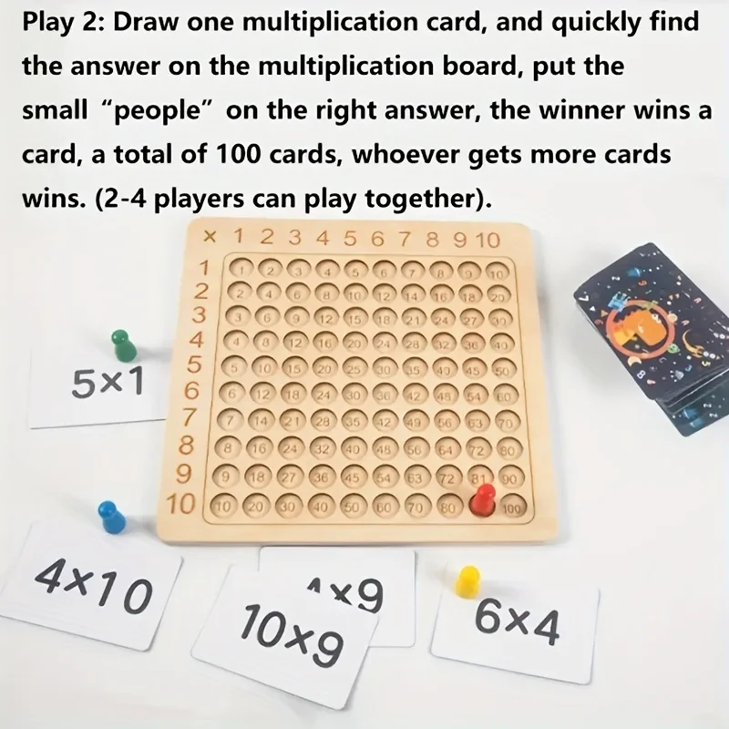 Multiplication Board Game, Wooden Math Multiplication Board Game, Thicken Board, Multiplication Learning Toy, Parent-Child Game