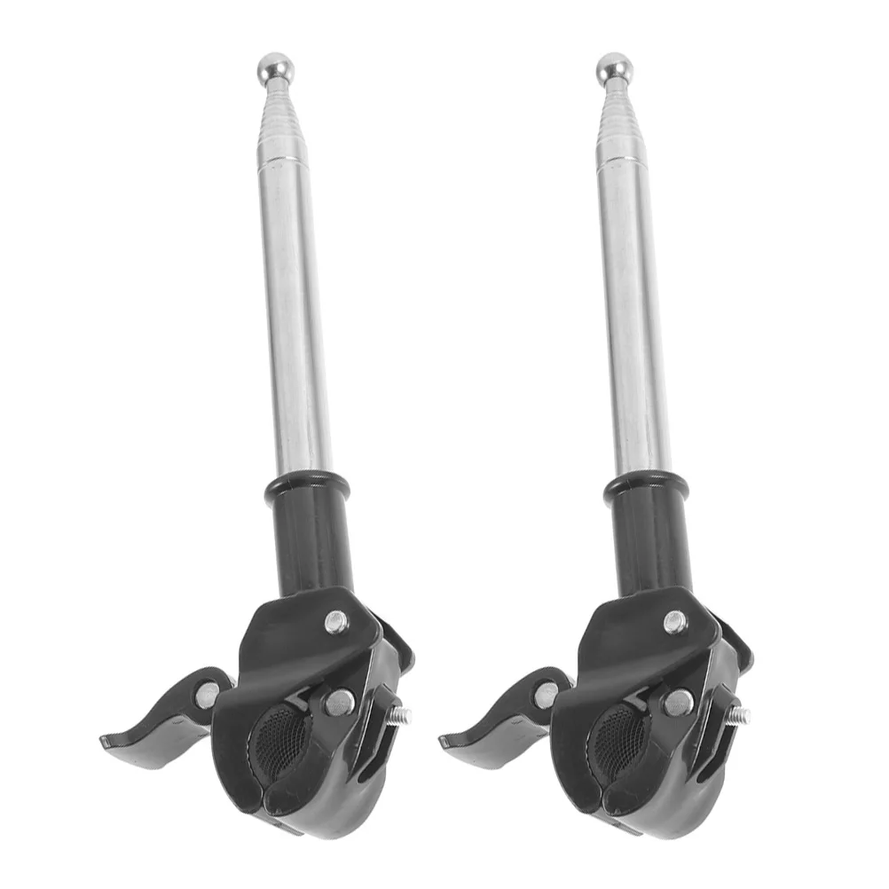 

2Pcs Vehicle Flagpole Car Bracket Mounting Base Silver Metal Adjustable Length Telescopic Bike Motorcycle Decor