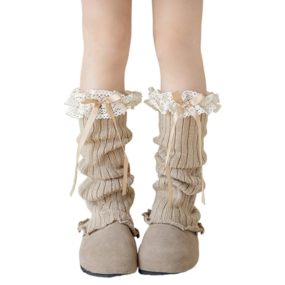 

Kawaii High Elastic Lace Leg Warmers Knitted Sweet Style Foot Cover Lace Trim Lolita Style Socks Children Wear