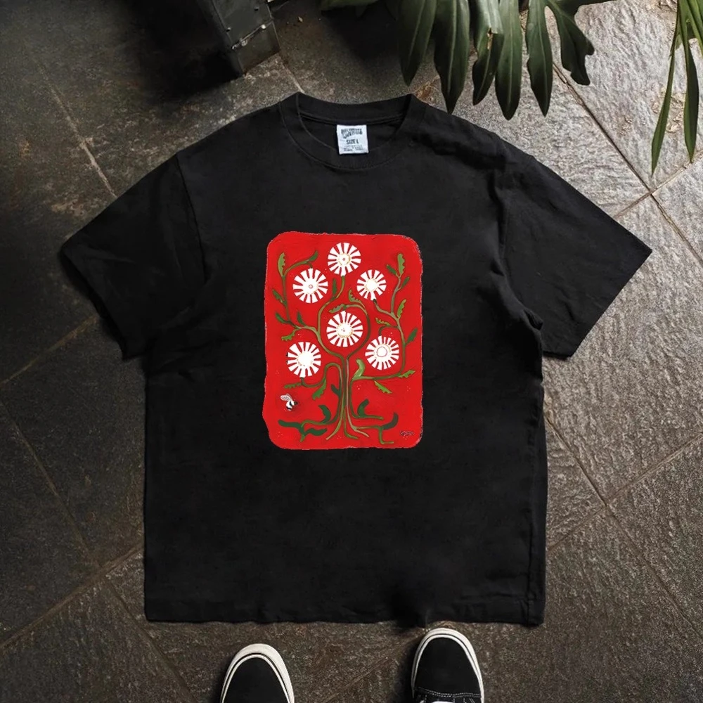 

220G Light and High-woven Opaque, Niche Design American Loose High Street Men's and Women's Short-sleeved T-shirt