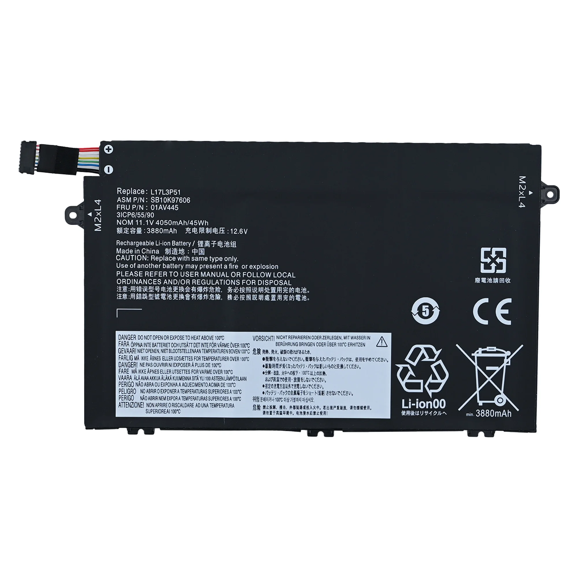 New L17L3P51 L17C3P51 Laptop Battery For Lenovo ThinkPad E480 E490 E495 E580 E590 R480 01AV445 01AV447 L17M3P52 SB10K79606 97608