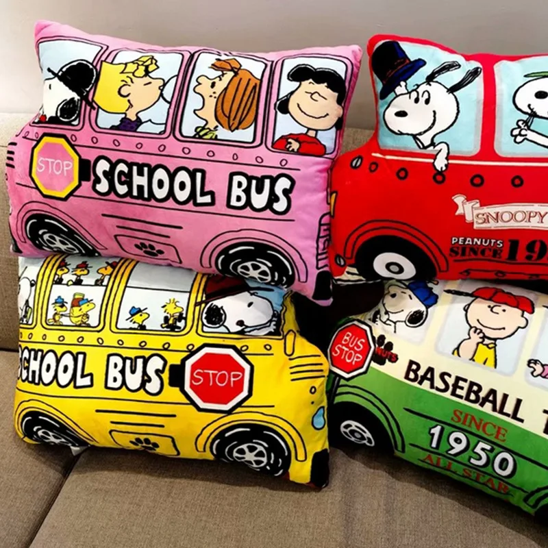 Licensed Snoopy Double-Sided Printed Car Pillow Cartoon Plush Cushion Sofa Backrest Decorative Stuffed Toy Wholesale