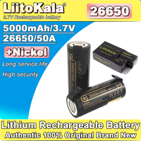LiitoKala 26650 5000mAh lithium battery 3.7V Lii-50A+nickel rechargeable battery pack, suitable for DIY bicycle hunting machines