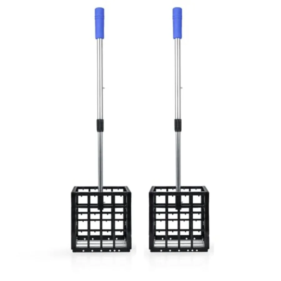 

Golf ball retriever for outdoor use, aluminum alloy, black, telescopic roller with large capacity cage scooper