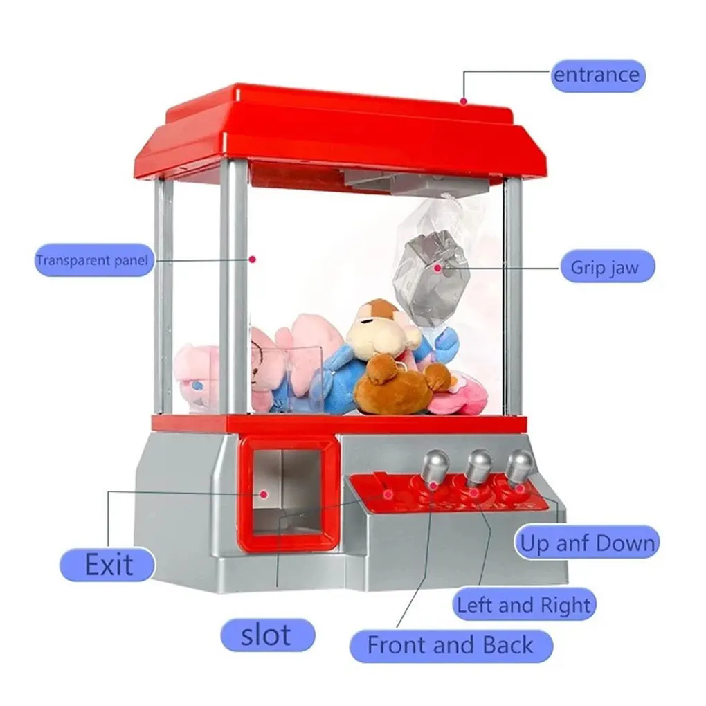 Mini máquina de garra para crianças, máquina de venda automática de brinquedos segura e durável, reduzindo o tédio em casa para baixo à esquerda conforme mostrado