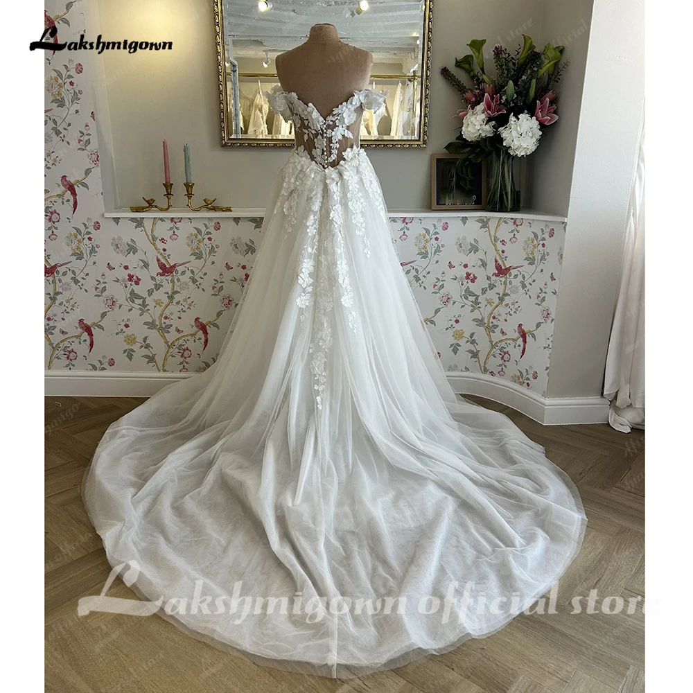 Lakshmigown Moonlight Funkelnde Hochzeitskleider Meerjungfrau Off-Shoulder Applikationen Pailletten Brautkleid Abnehmbarer Schleppen Maßanfertigung – Detail 6