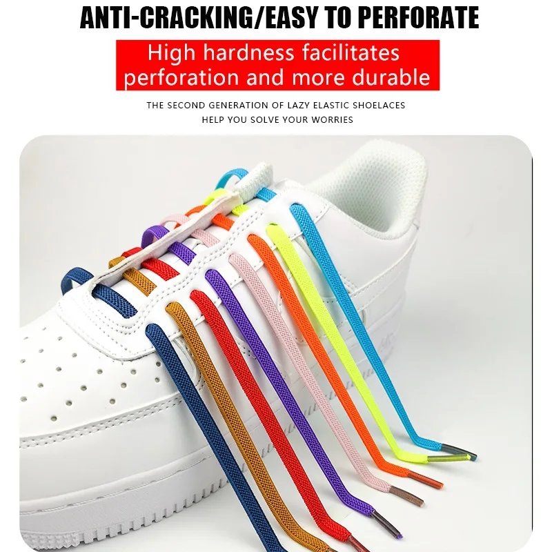 No Tie Shoelaces Flat Elastic Stretch Women Men Couple Children Casual Sneakers Quick Tie Laces Colorful Shoelaces