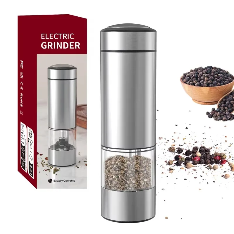 Molinillo de sal y pimienta eléctrico de 70ML, molinillos automáticos de gran capacidad con aspereza ajustable y herramientas de cocina con luz LED
