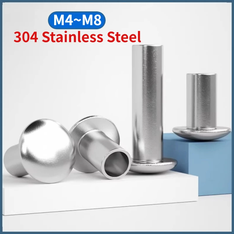 M4 M4.5 M5 M6 M8 M10 GB873 304 Stainless Steel Round Flat Truss Head Half Semi Hollow Shank Rivet Semi-Tubular Rivets
