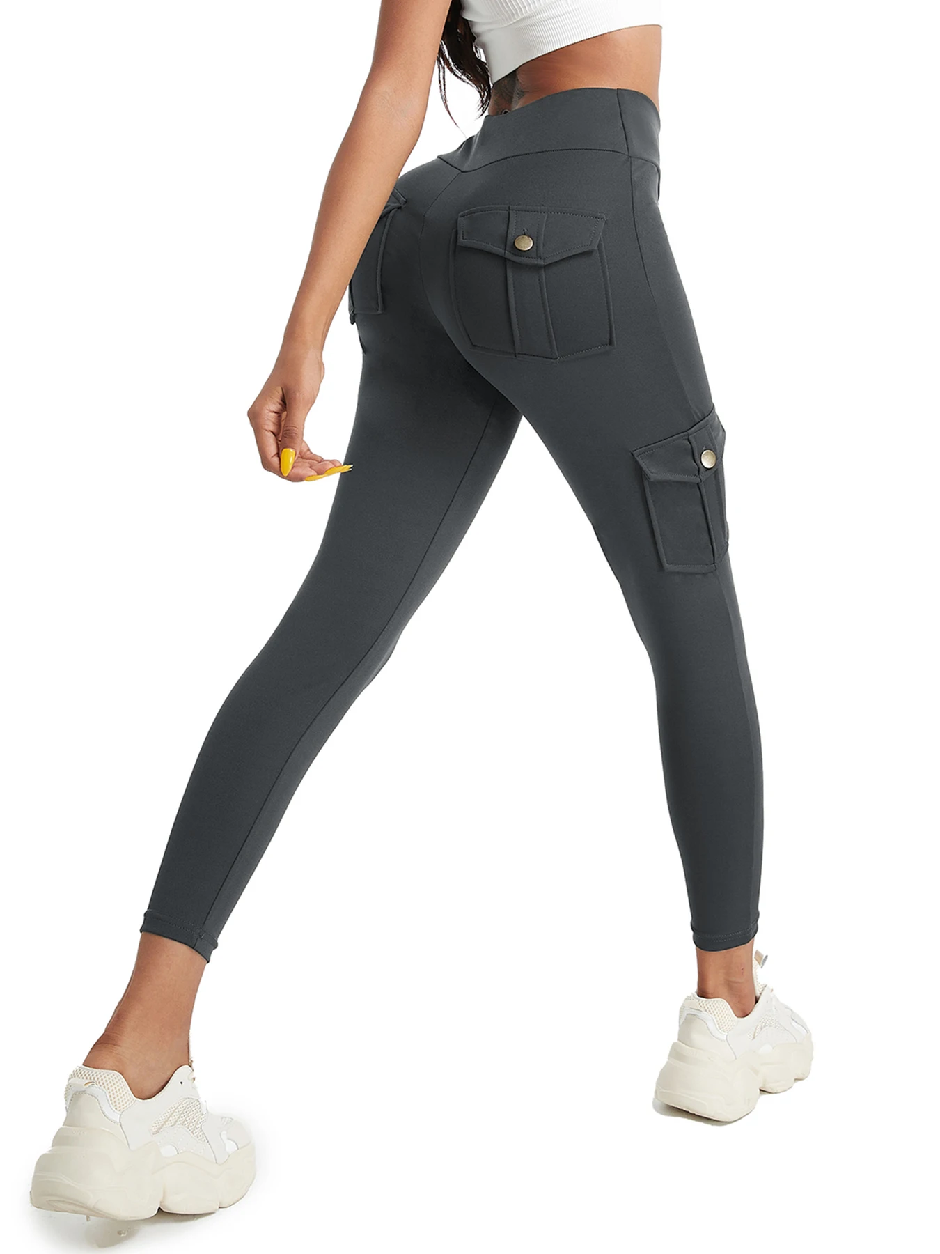 Multi Pocket Cargo Leggings For Women High Waist Butt Lifting Leggings Stretch Slim Workout Yoga Fitness Running Pants