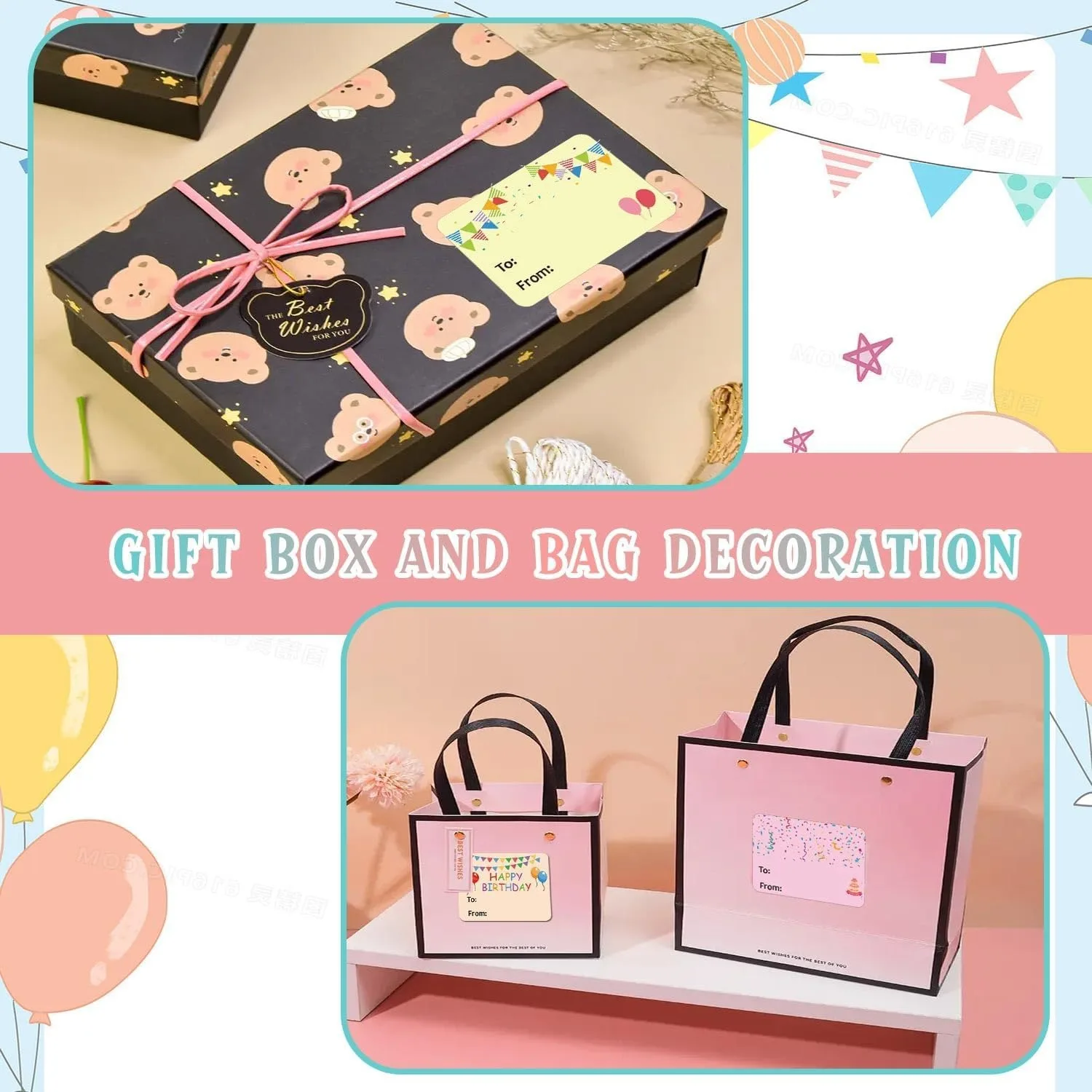 50-200 قطعة هدية عيد ميلاد سعيد العلامات ملصق اسم العلامات ملصق حفلة عيد ميلاد تفضل المغلف التعبئة الأختام ملصق