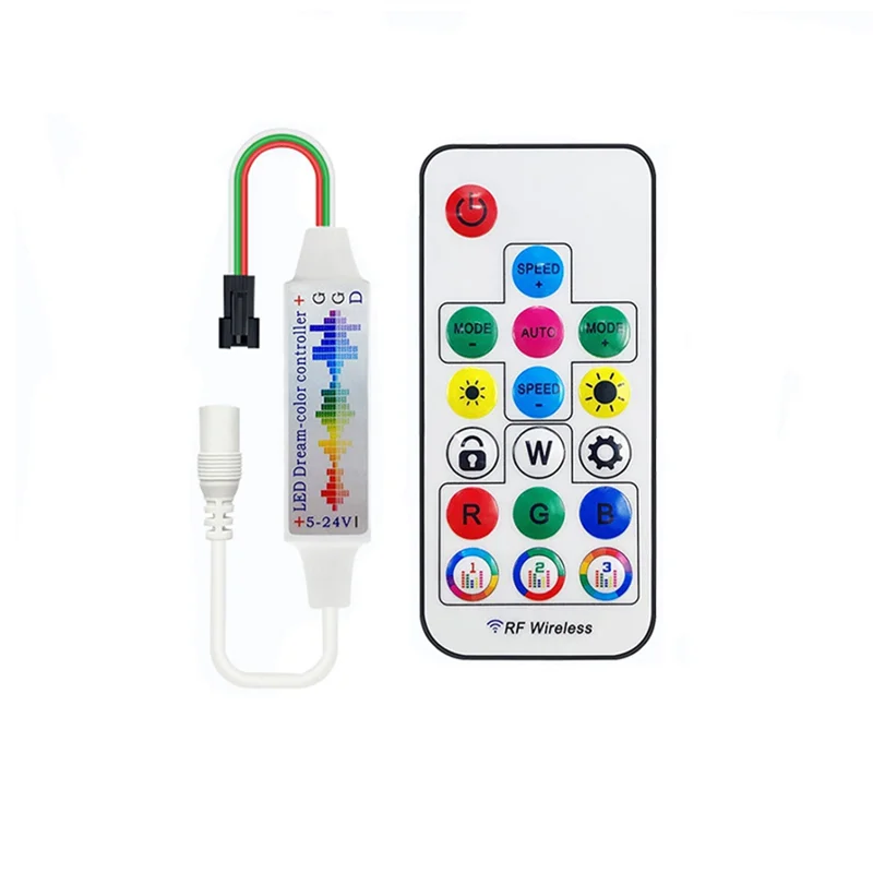 BAAG-17-Key Fantasy RGB Controller DC Head Warna-warni 5-24V LED Strip Lampu Tekanan Rendah