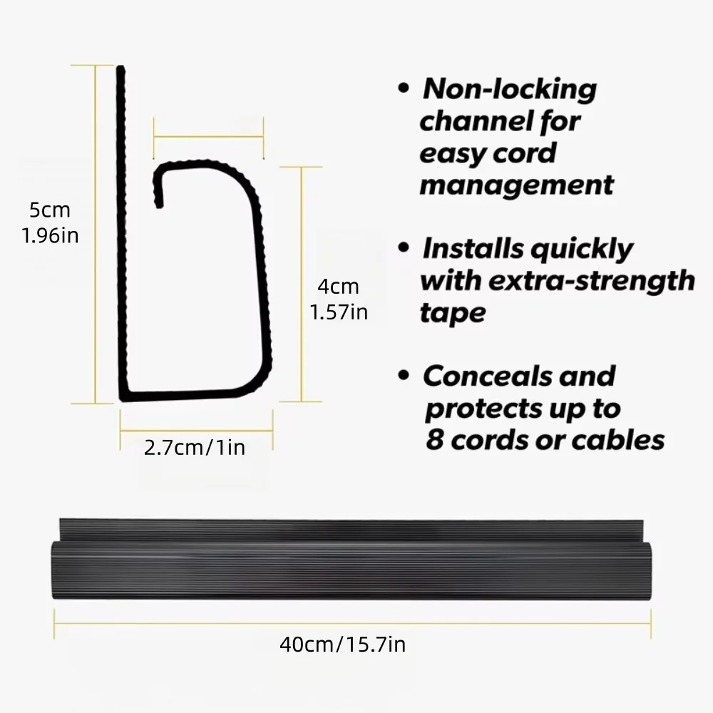 1/2PCS 40cm/15.7in Under Desk Cable Management Tray, PVC Cable Organizer Raceway, Cuttable Cord Holder Wire Hider