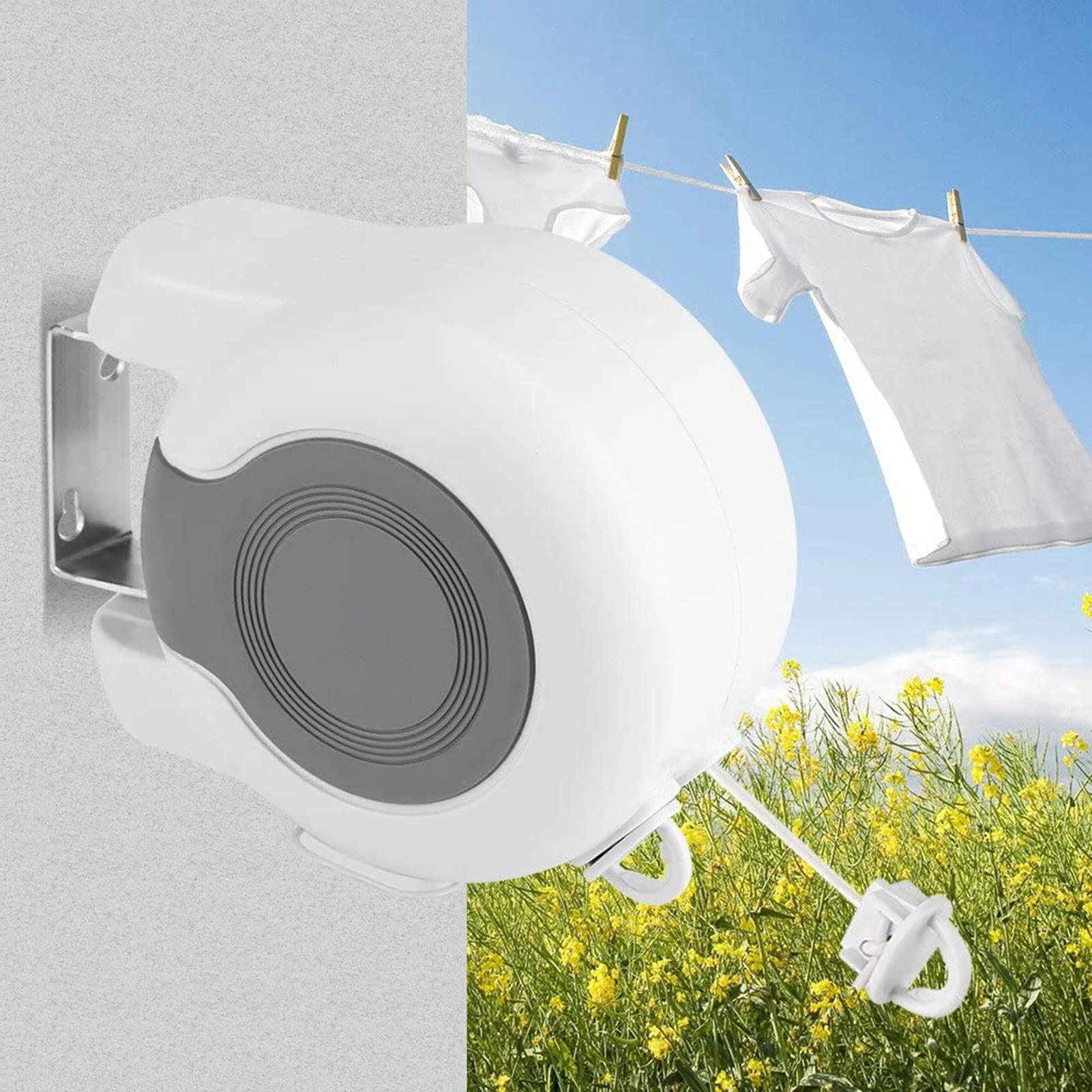 13m Wall Mounted Retractable Double Clothes Drying Line Indoor Outdoor Washing Landry Tool