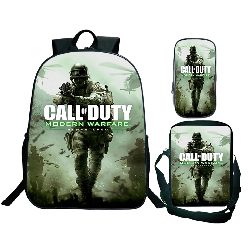 

3D Call Of Duty Warzone Print Backpack 3-piece Set Mochila Boys Girls School Bag Large Capacity Children Bookbag Laptop Daypack