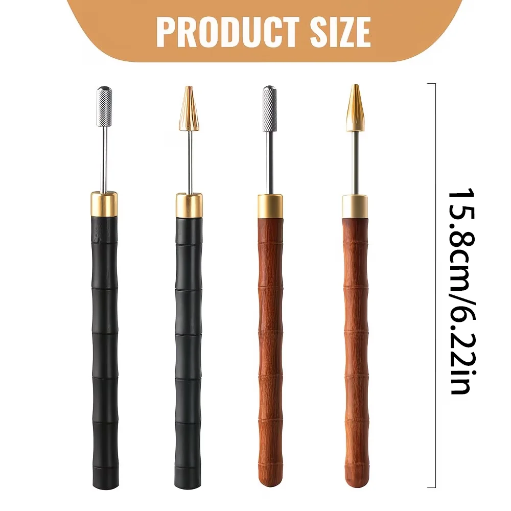 1pc Wooden Handle Stainless Steel Leather Edge Roller Pen, DIY Leather Craft Dye Oil Applicator, Precision Tool for Smooth Edge