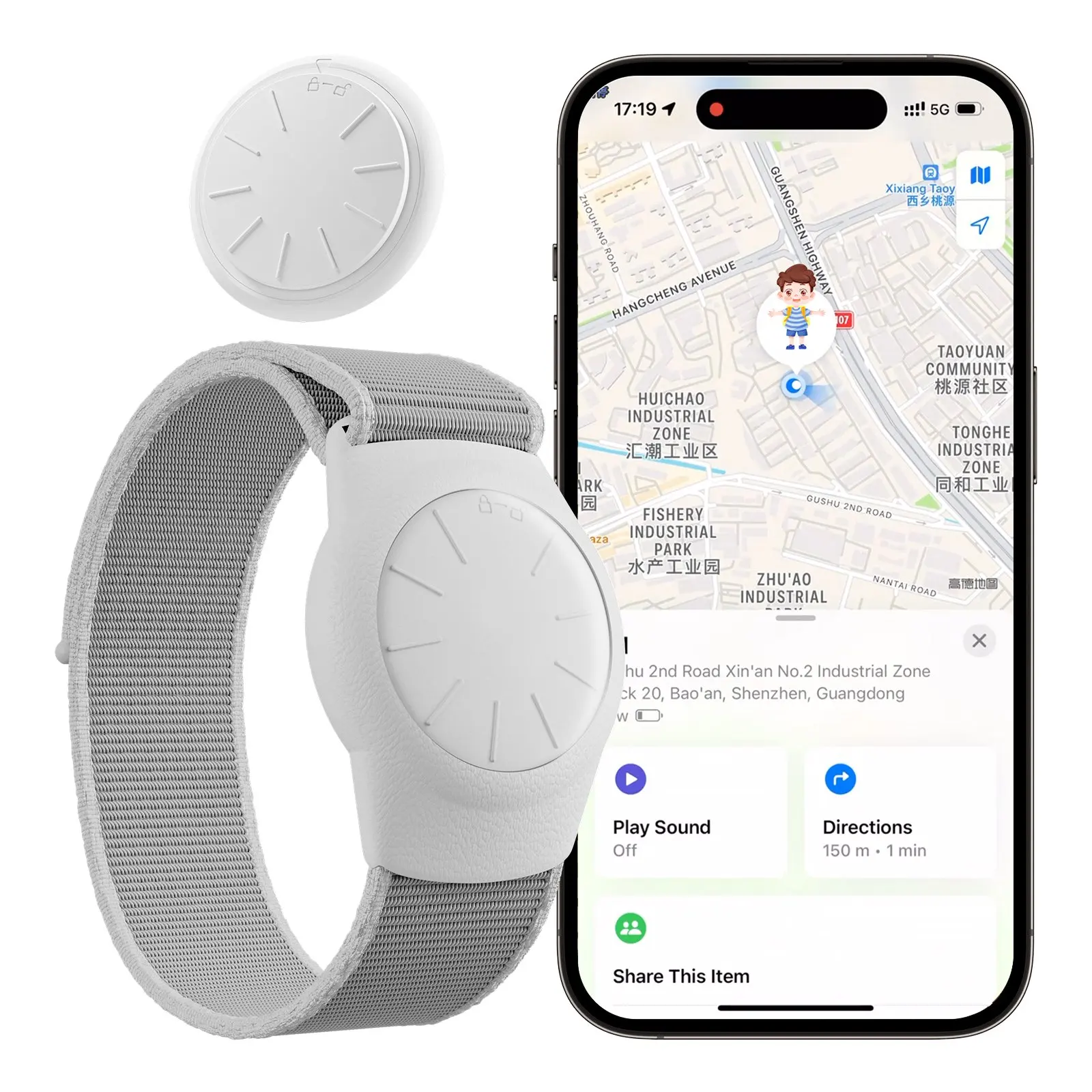 HONGTOP GPS Tracker for Kids,and Elderly,Real-Time Mini GPS Tracker Watch Band Works with Find My (iOS Only) APP No Monthly Fee