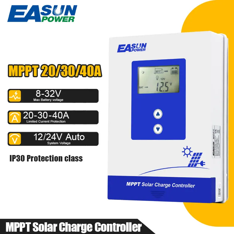 EASUN MPPT Solar Controller 20A/30A/40A 8-32V Solar Charger Battery 32V Setting Charger Back-light LCD Solar Regulator