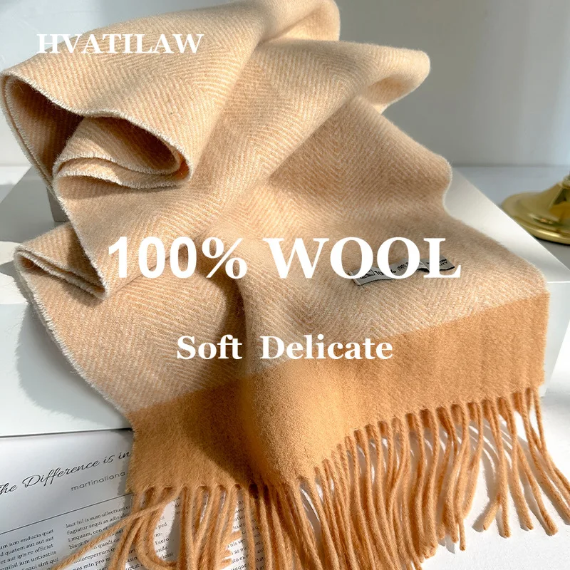 100% Pure Wool Scarf Women Men Winter Warm Soft Cozy Thick Knitted Long Shawl Wrap Pashmina Oversized Minimalist Tassel Scarves
