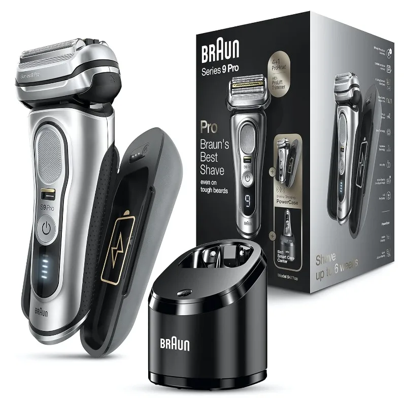 Braun Electric Razor for Men, Waterproof Foil Shaver, Series 9 Pro 9477cc, Wet & Dry Shave, with Portable Charging Case