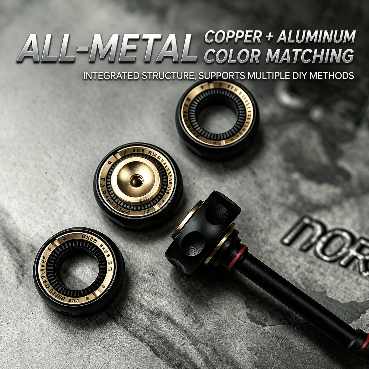 EDC Fidget Spinner Ring, Ratchet Rotating Metal Ring, Finger Spinner, Made of Aluminum Alloy & Brass