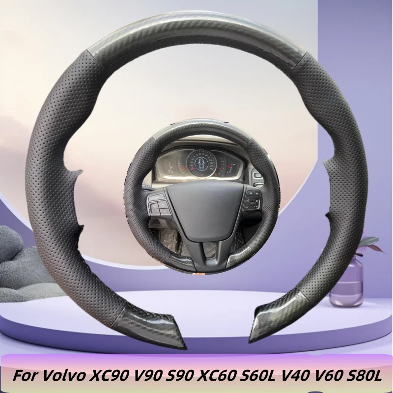 

Car Steering Wheel Cover Hand-Sewn Genuine Leather For Volvo XC90 V90 S90 XC60 S60L V40 V60 S80L Car Interior Accessories