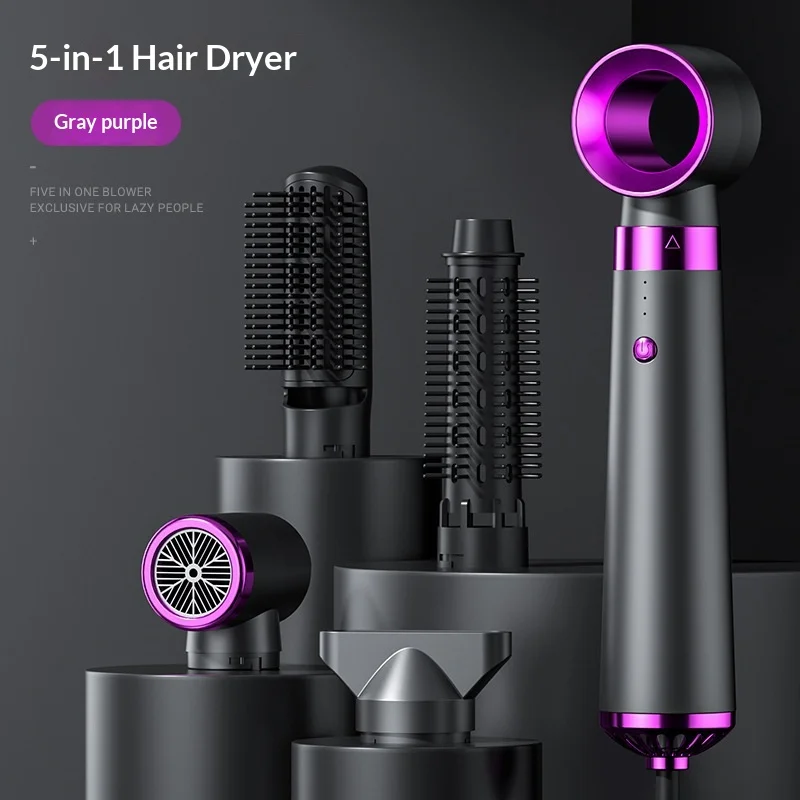 5-in-1-ネガティブイオン熱風ブラシ多機能ヘアドライヤーストレートヘアカーラーヘアスタイリングツール