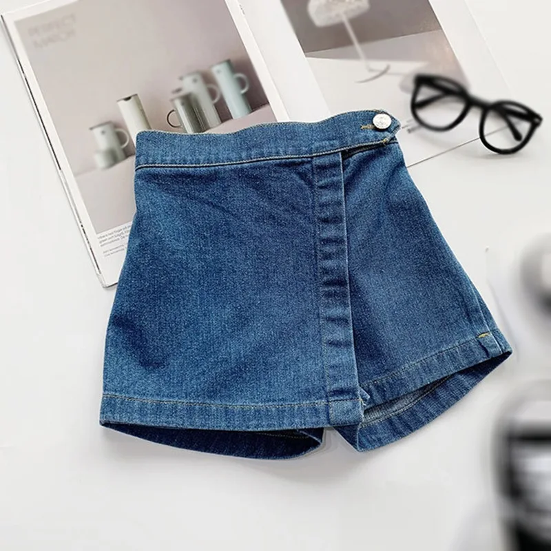 Kid Girls Skirt Summer Denim Shorts Summer Elastic Waist Casual Fashion Short Skirt