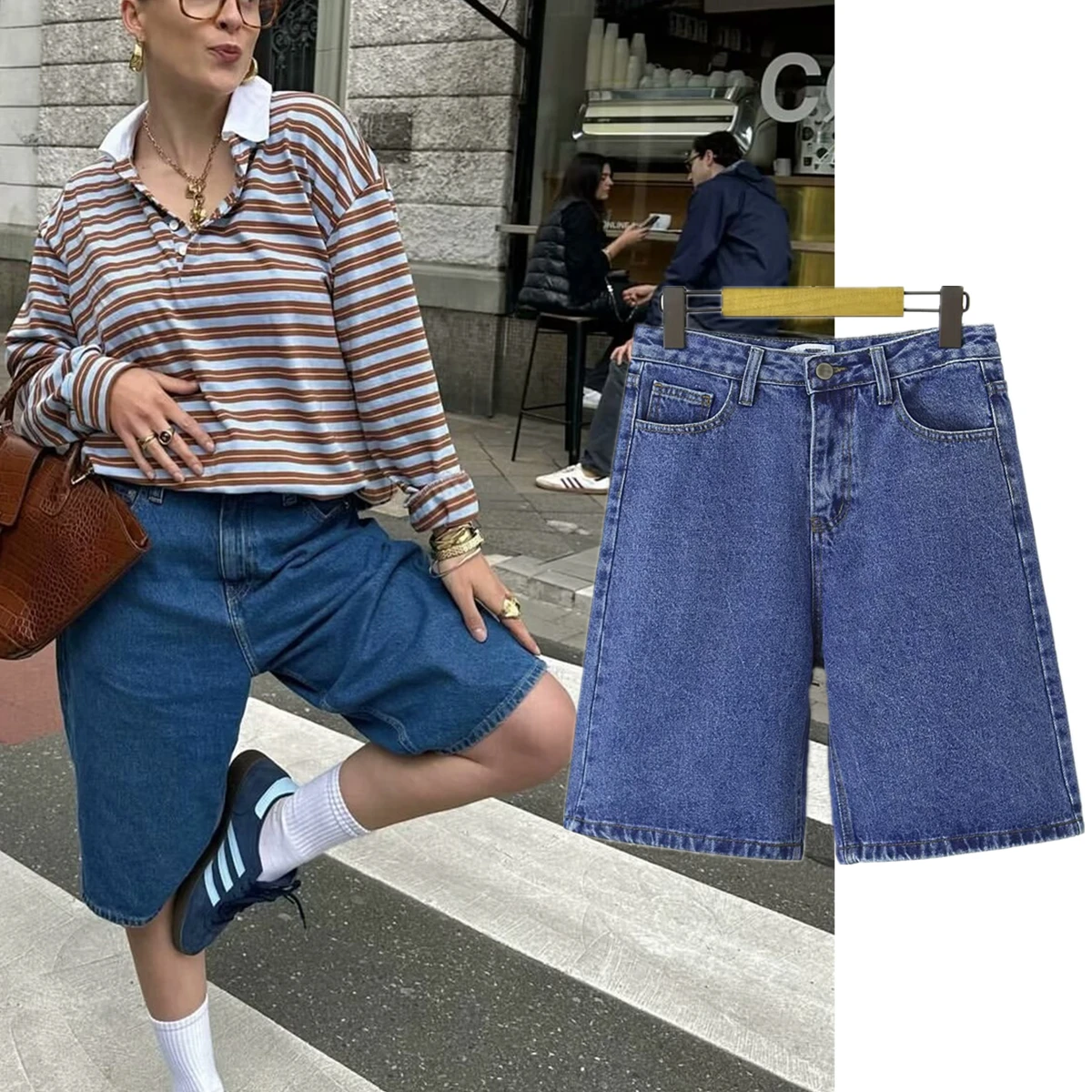 

Jenny&Dave High Street Vintage Summer Shorts Women Mom Shorts Boyfriend Loose Bermuda Girls