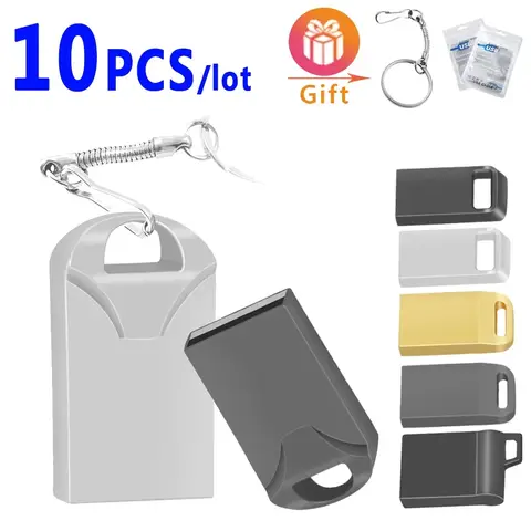 10pcs/lot Mini USB flash Drive 128GB 64GB 32GB 8GB Metal Pen Drive Pendrive 128 64 32 16 8 GB Flash Memory Cle USB Stic