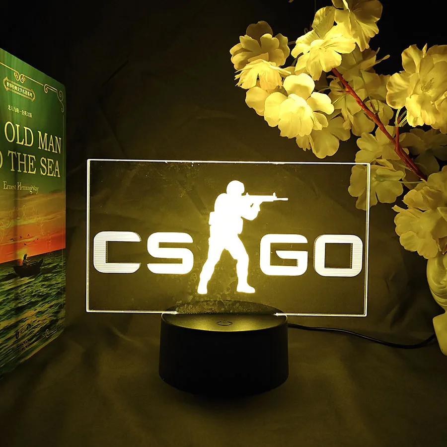 CS GO LOGO Nightlight 7 Color Changing Counter-Strike Game Mood Lamp Christmas Gift for Gamers Streaming Backlight Atmosphere