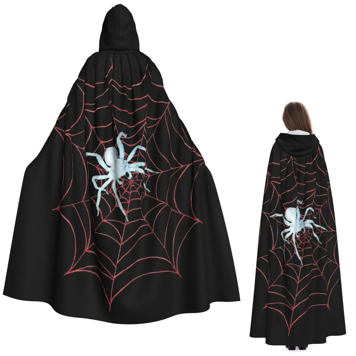 

Ghostwalker Spider Web Long Hooded Cloak Witch Medieval Costume Cosplay Cape HalloweenParty Adult Unisex