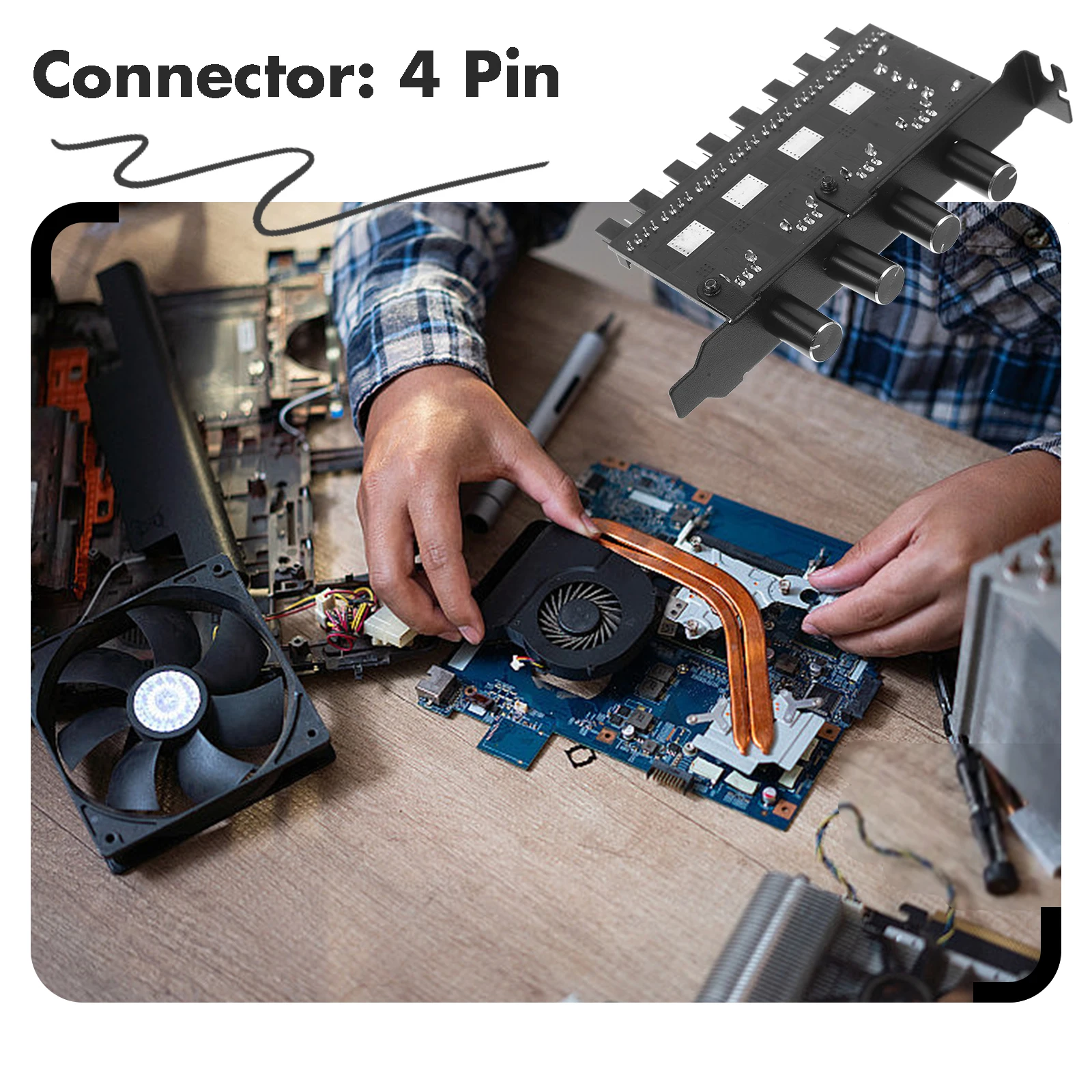 

Fan Controller 4 Channel Adjustable 3pin Computer Case Cooling Fan Hub Splitter Interface Office Supply Mini Extension