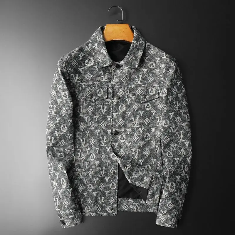 Spring and Autumn Handsome Jacket Trendy Men Mature Lapel Printed Middle-aged and Young Slim Casual Men's Jacket