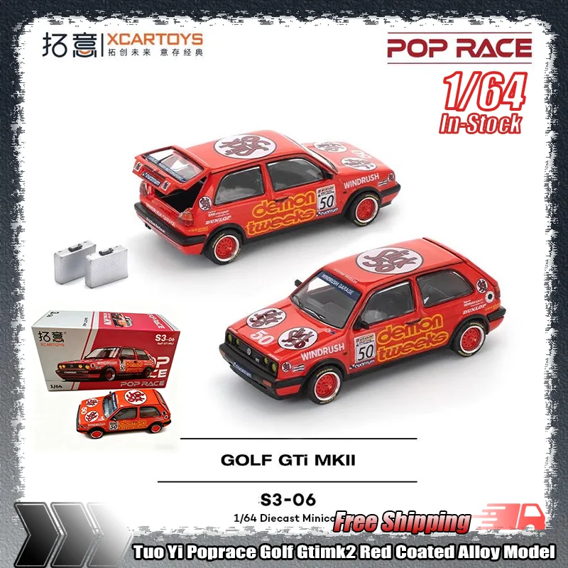 

New In Stock Tuo Yi Poprace 1:64 Golf Gtimk2 Red Coated Simulation Static Alloy Micro Die-Casting Car Model Customized Toy Gifts