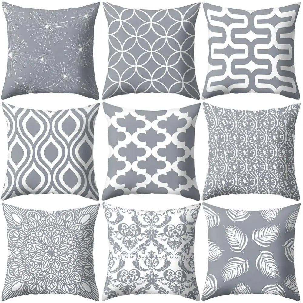 Cover Cushion Cushion Cover Decorative Polyester Case NEW Modern Nodic Style Geometric Gray Pillows Hot Grey Plaids Stripe Cover