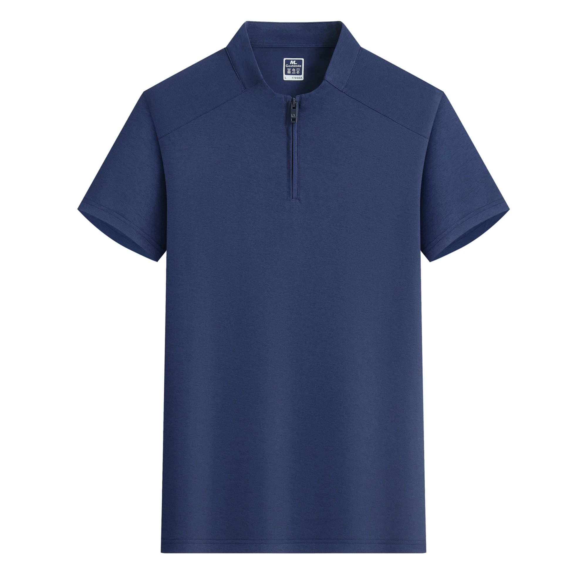 Men's Short Sleeve T-Shirt Half Zipper Casual Mesh Breathable Pullover Solid Color Lightwear Loose Comfortable Beach T-Shirts