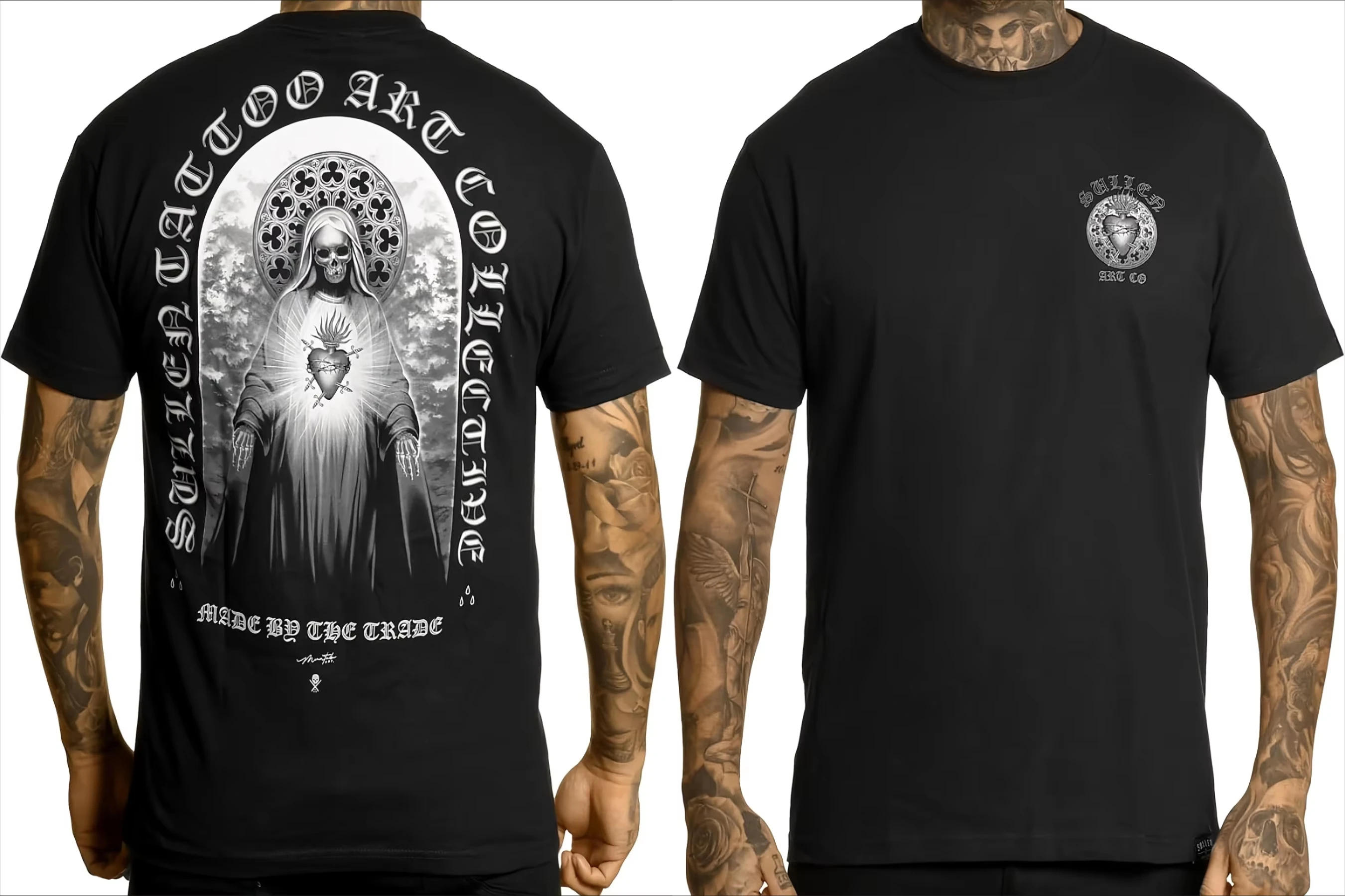 

Мужская и женская модная брендовая футболка Sullen Maria Muerte с татуировкой, образ жизни, стандартная черная хлопковая футболка с короткими рукавами