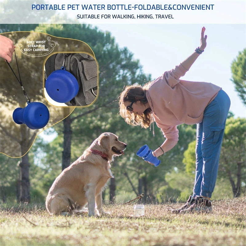 Foldable Leak-proof Pet Water Bottle Bowl, Large Capacity, Dog Feeder, Food Cup, Portable, Outdoor Drinking Bowl, 500ml