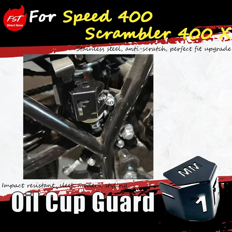 For the Speed 400 Scrambler 400 X, the specially modified brake pump cover and the oil tank protective cover