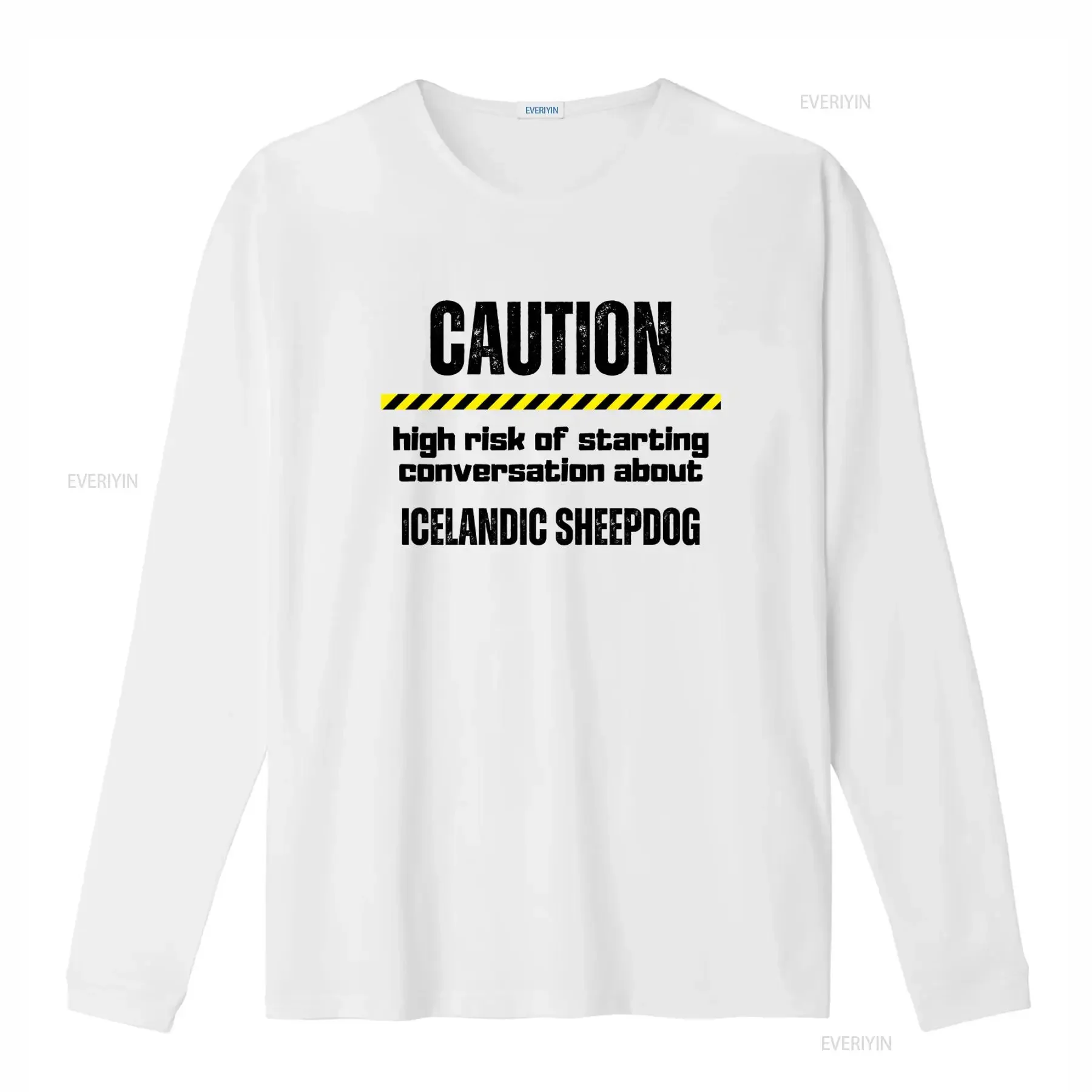 Icelandic Sheepdog T Shirt Caution High Risk of Starting Conversation For Dog Breed Owner vintage Washed Breathable streetwear