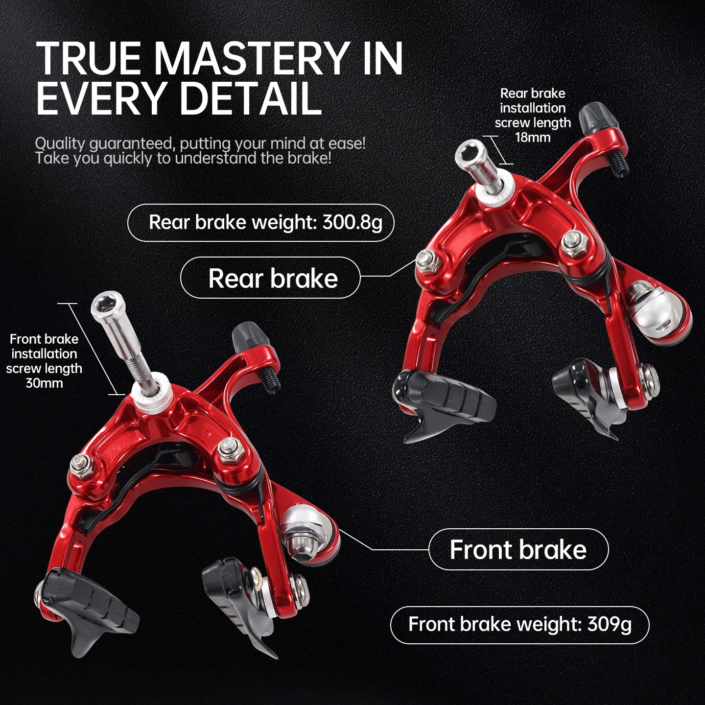 TESNO Long-Reach C-Brake Caliper Dual-Pivot Aluminum Alloy Rim Brake for Road Bike Lightweight Bicycle Braking System