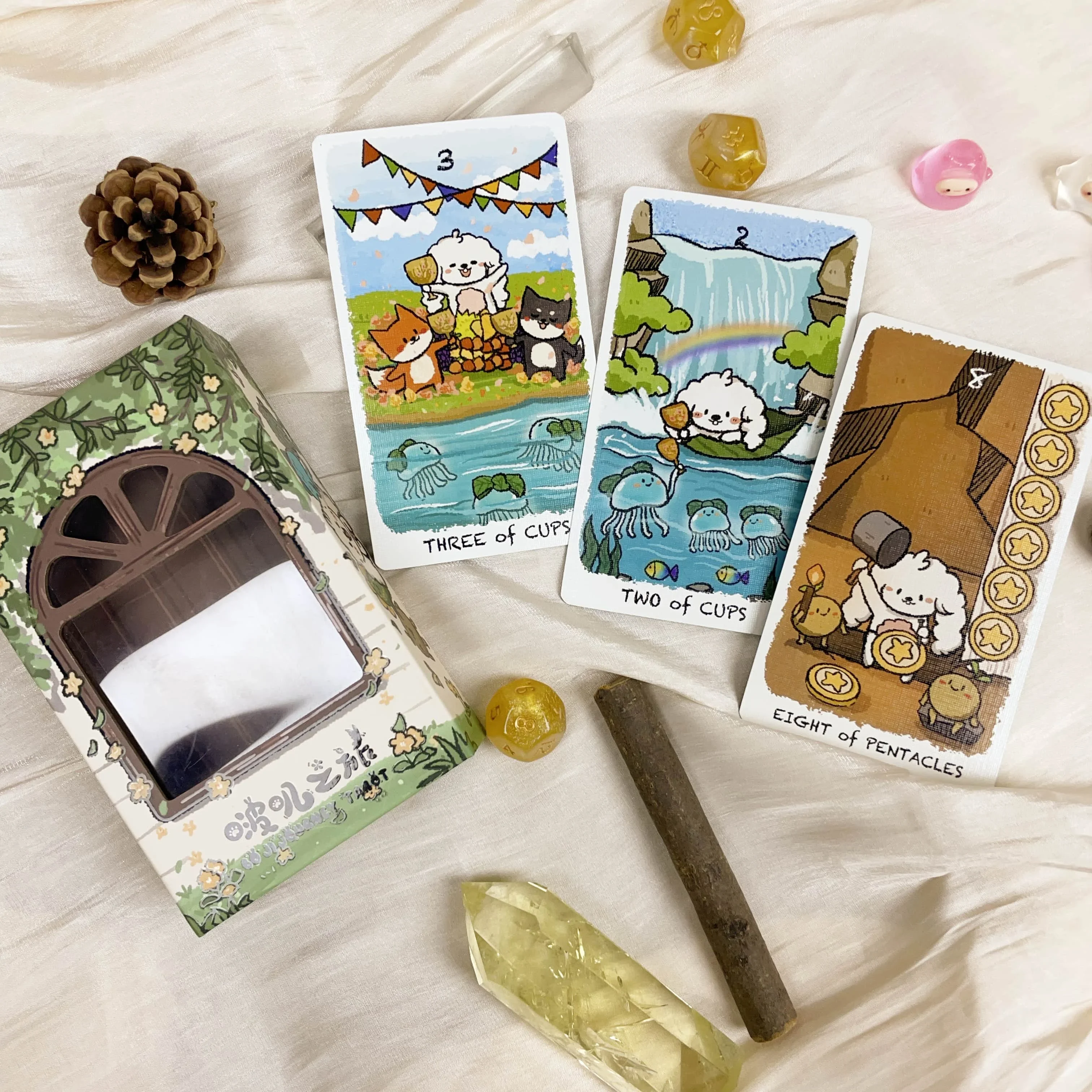 

Genuine High Quality Cute Animals Gold Foil Beginner tarot cards Original 12x7cm Professional BOJI tarot Oracle Rider Waite Deck