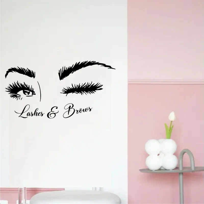 Lashes and Brows Eyes Removable Vinyl Home Decor Sticker For Living Room Bedroom Beauty Salons Wall Decoration #446