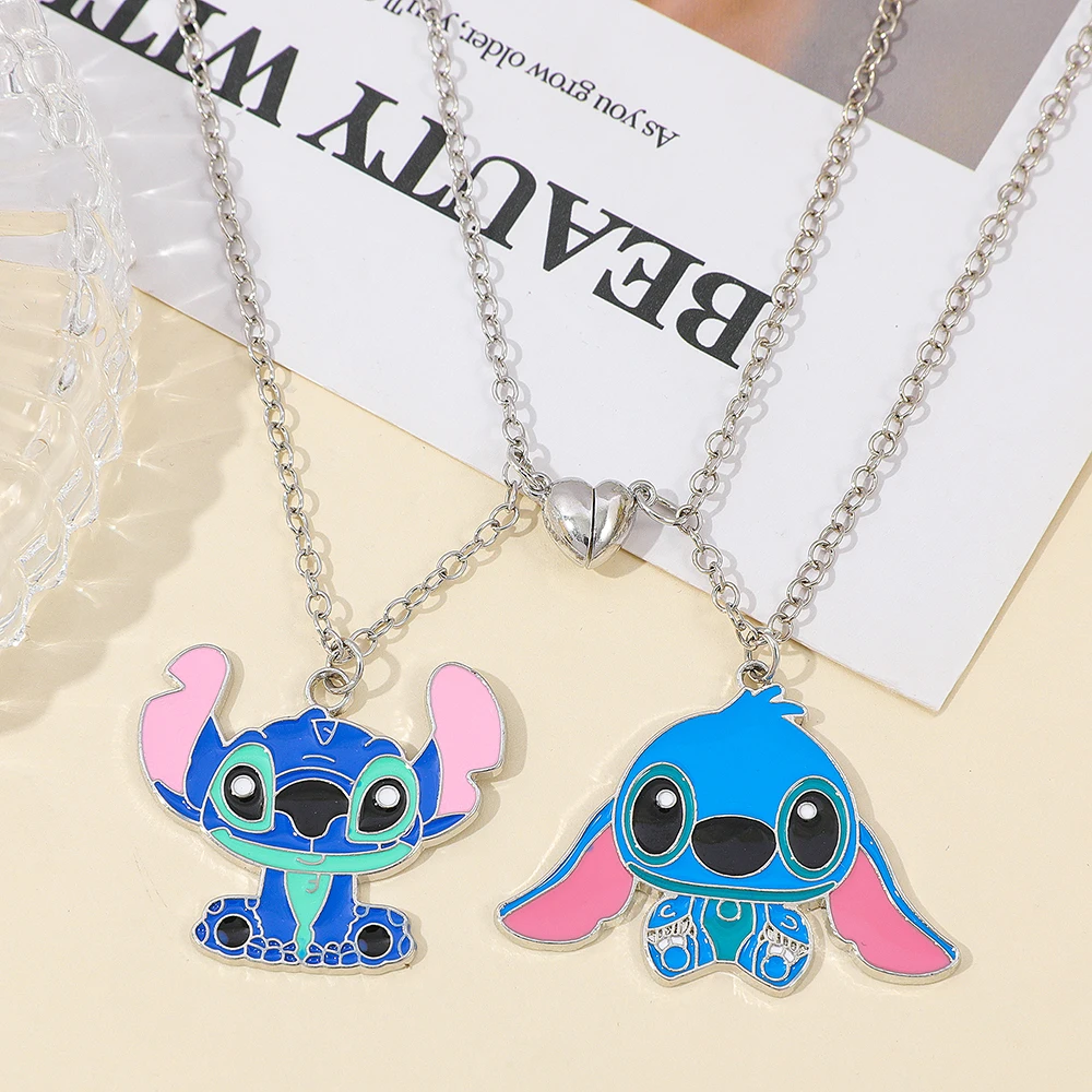 2 قطعة ليلو وستيتش Kawaii غرزة القلب المغناطيس قلادة قلادة مجموعة للرجال لطيف هدية عيد الميلاد أفكار التبعي #3