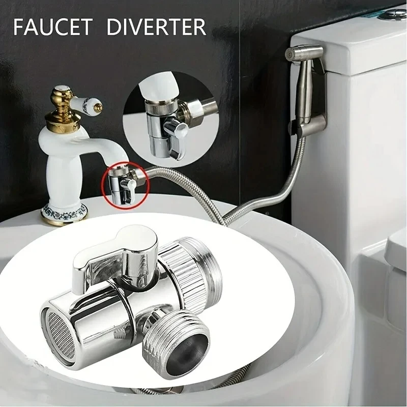Universal Faucet Splitter Adapter Dual Output Water Diverter Valve for Kitchen Bathroom Sink Bidet Shower