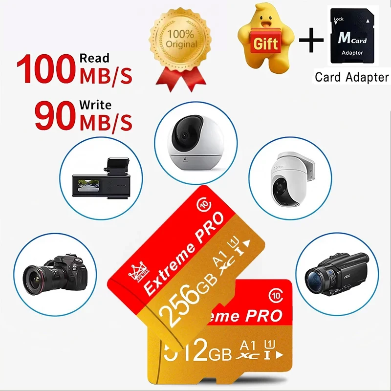 Class 10 Memory SD Cards USB Adapter SD Memory Cards 512GB 256GB High Speed Micro TF/SD Card For Mobile Phone/Laptop