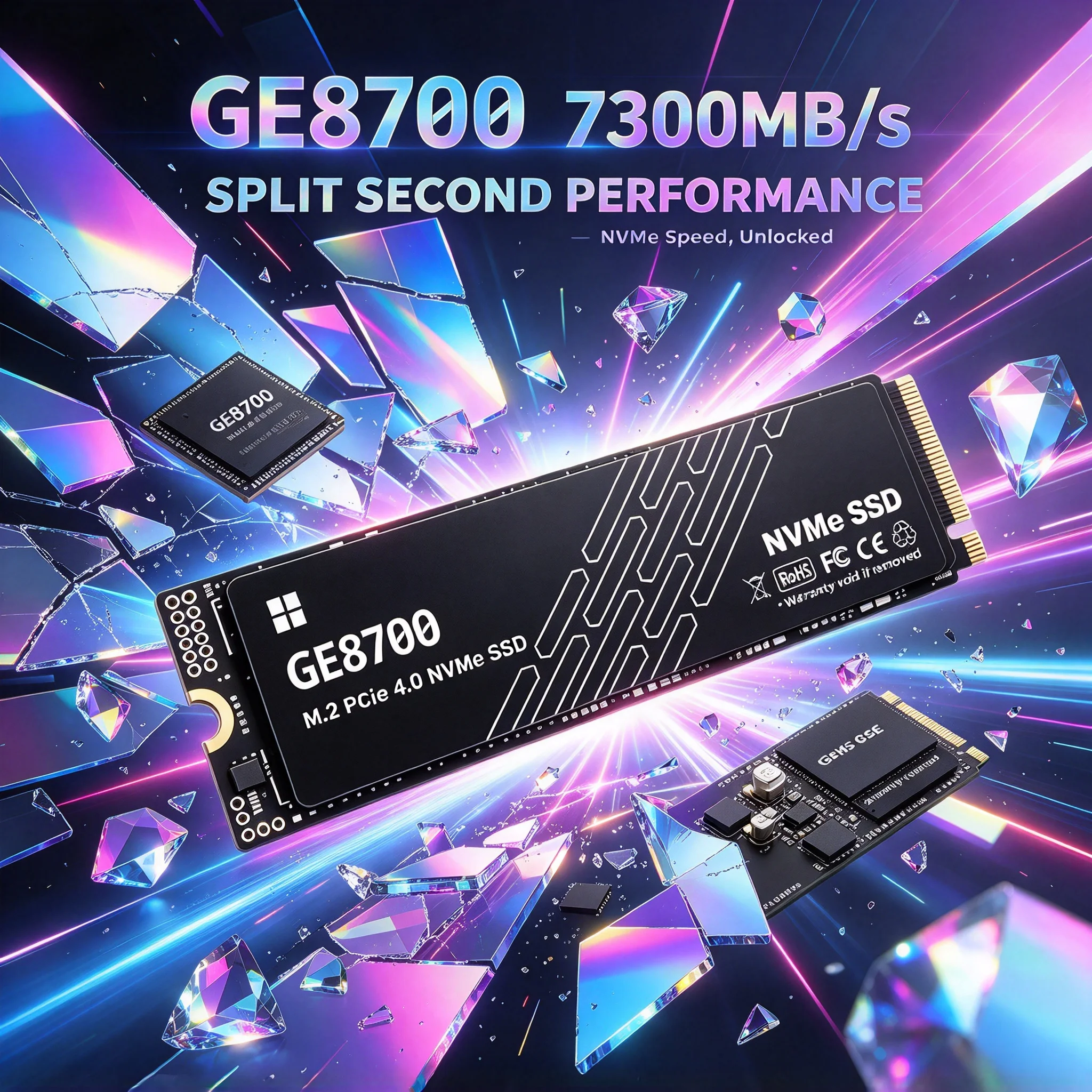 GE8700 Inside M.2 NVMe Solid State Disk Desktop Notebook Laptop PC, 4TB/1TB/500GB/2TB, Quick Data Storage, Gaming.
