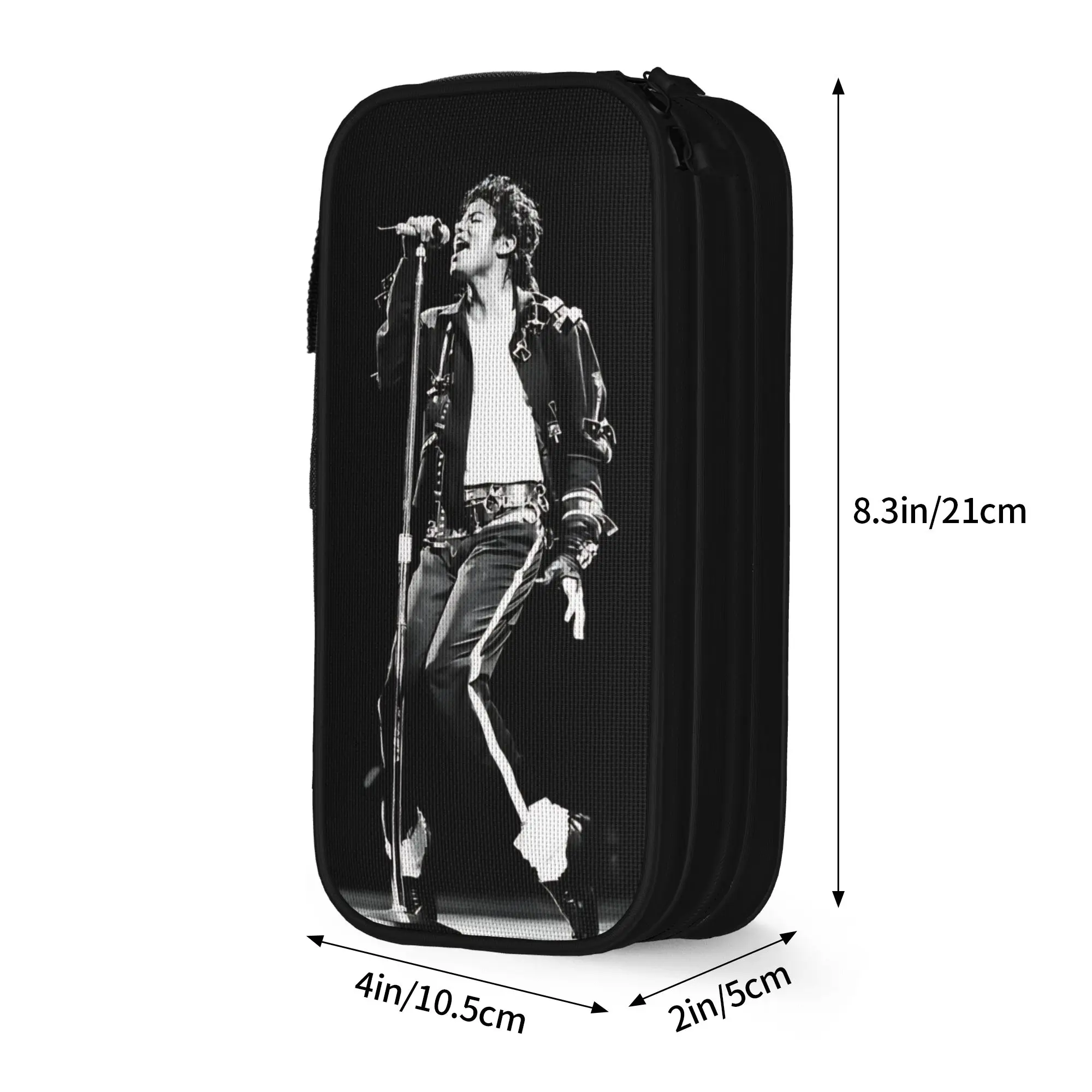 MJ Pop King Pencil Case Lovely  Pen Holder Bags for Student Large Storage School Supplies Zipper Pencil Box