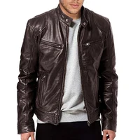 Chaquetas de cuero para motocicleta para hombre, abrigo informal a la moda para motocicleta, chaquetas de PU con solapa ajustadas, abrigo de cuero antiviento para otoño 2024